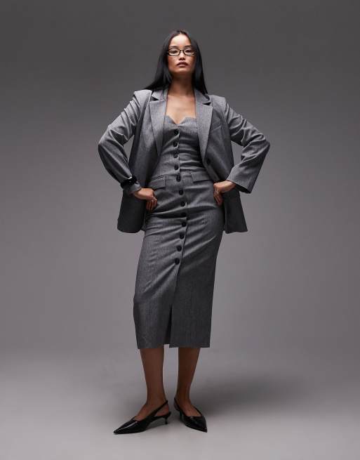 4th & Reckless oversized mansy blazer and wide leg pants set in grey