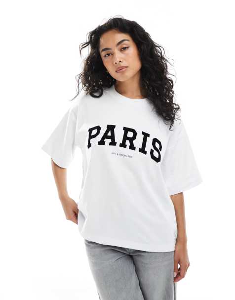 4th & Reckless oversized Paris logo t-shirt in white - view 1