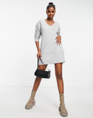 oversized gray sweater dress