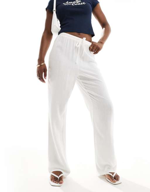 4th & Reckless - Pantalon ample noué à la taille en lin mélangé - Blanc