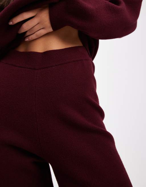 4th & Reckless - Pantalon d'ensemble ample en maille à taille haute - Bordeaux, 3 de 5