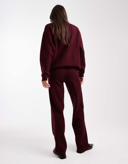 4th & Reckless - Pantalon d'ensemble ample en maille à taille haute - Bordeaux, 4 de 5