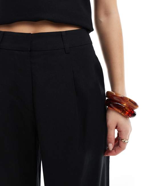 4th & Reckless - Pantalon d'ensemble ample et ajusté en lin mélangé - Noir, 4 de 5
