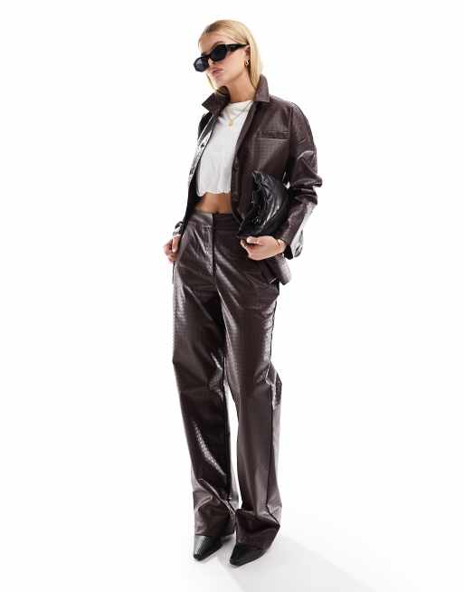 4th & Reckless - Pantalon d'ensemble en similicuir - Marron chocolat