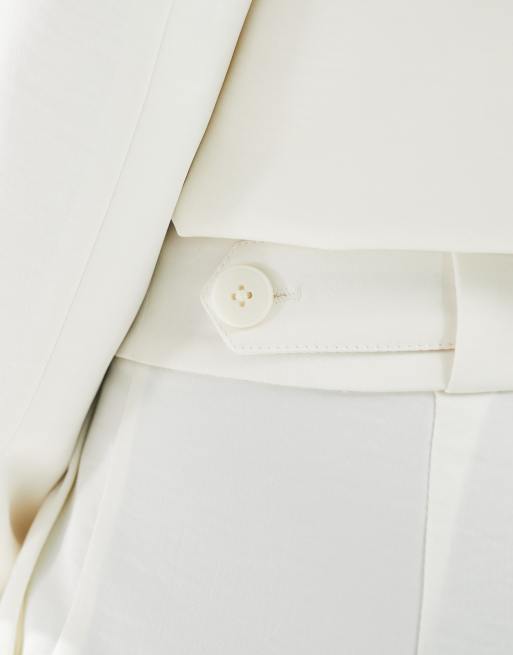 4th & Reckless - Pantalon droit d'ensemble habillé en satin à pinces - Crème, 5 de 5