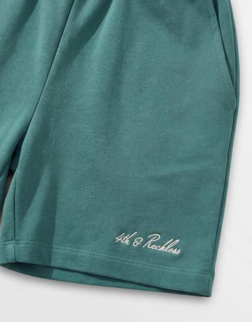 4th & Reckless - Pantaloncini stile boxer con vita elasticizzata verdi in coordinato, 8 di 9