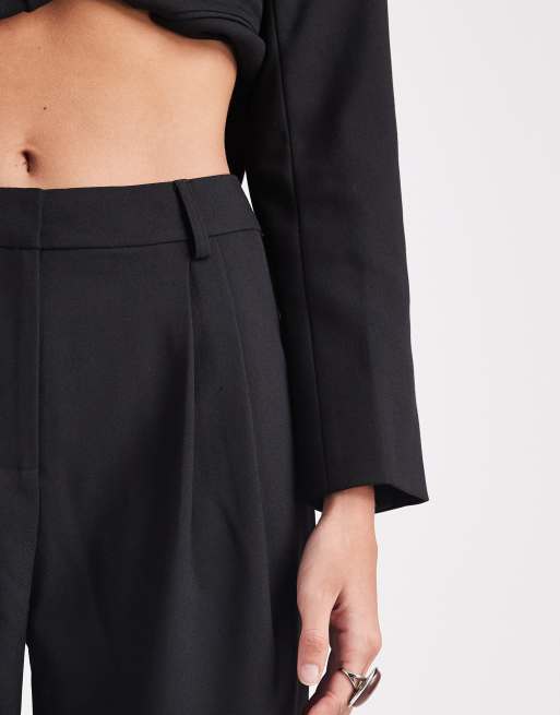 4th & Reckless - Pantaloni a gamba dritta sartoriali neri con pieghe sul davanti in coordinato, 3 di 5