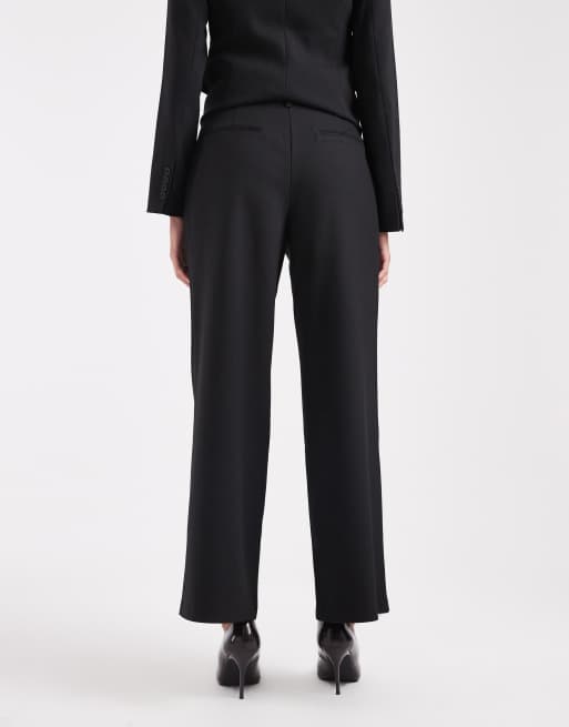 4th & Reckless - Pantaloni a gamba dritta sartoriali neri con pieghe sul davanti in coordinato, 4 di 5