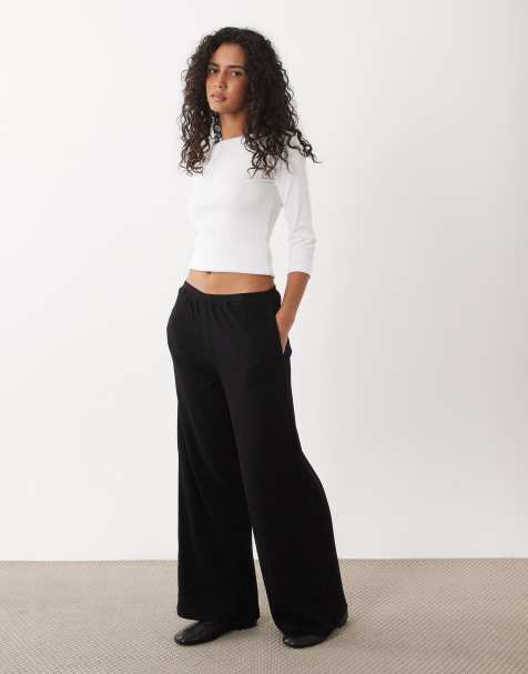 4th & Reckless pantaloni a gamba larga a coste coordinati in nero - view 1