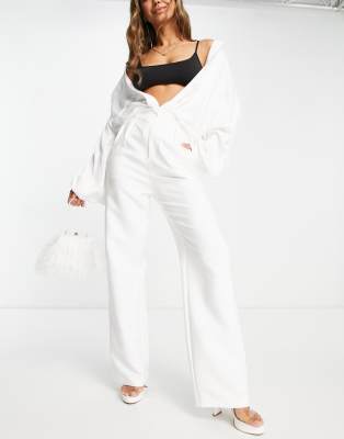 4th + Reckless - Pantaloni da abito con fondo ampio, colore bianco