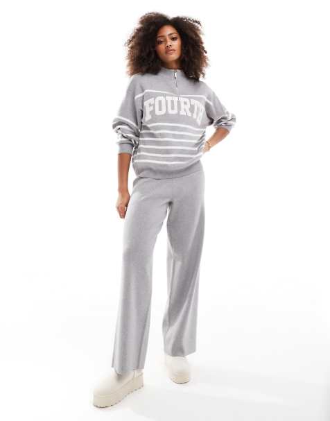 4th & Reckless - Pantaloni dritti in maglia color grigio in coordinato - view 1