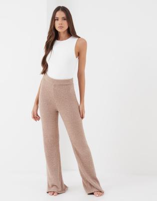 4th & Reckless - Pantaloni in maglia color moka in coordinato