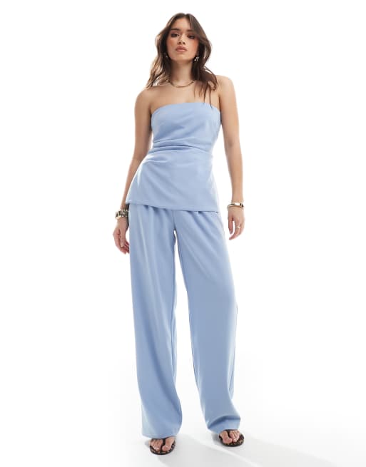 4th & Reckless - Pantaloni sartoriali a fondo ampio blu in coordinato, 3 di 5