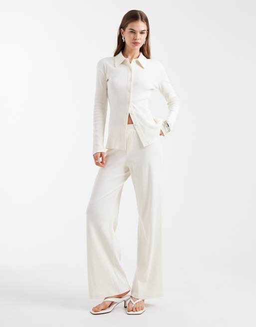 4th & Reckless - Pantaloni sartoriali comodi color crema in coordinato