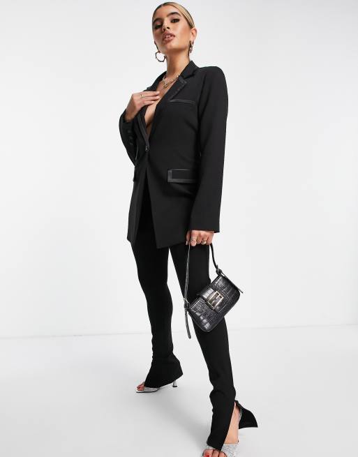 4th & Reckless - Pantaloni sartoriali con spacchi laterali, colore nero in coordinato