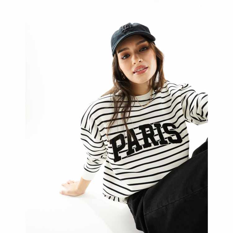 4th & Reckless Paris logo sweatshirt in black and white