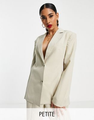 4th & Reckless Petite twist back tailored blazer co ord in beige - ASOS Price Checker