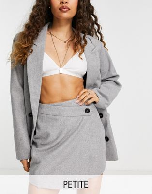 4th & Reckless Petite button wrap mini skirt co ord in grey - ASOS Price Checker