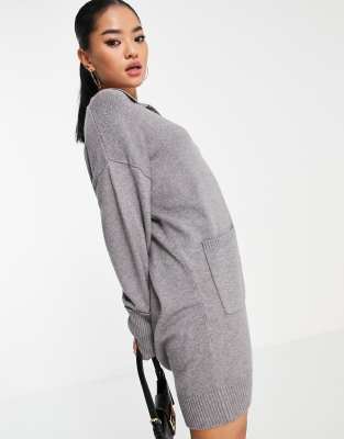 petite grey jumper dress