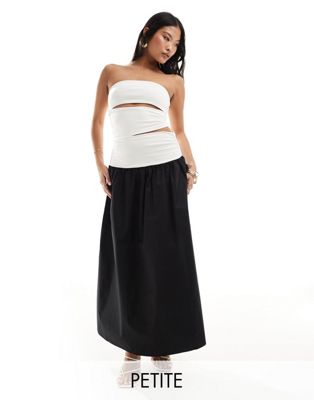 4th & Reckless Petite Exclusive Bandeau Cut Out Dropped Waist Maxi Dress In Monochrome-multi