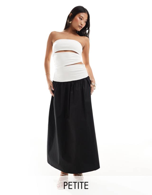 4th & Reckless Petite - exclusive bandeau cut out dropped waist maxi dress in monochrome