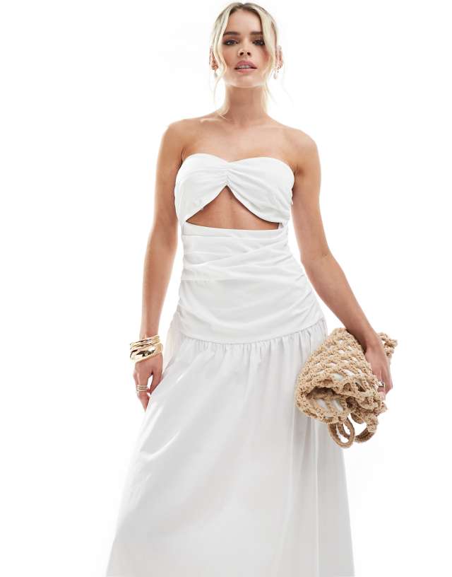 4th & Reckless Petite - exclusive bandeau cut out dropped waist maxi dress in white