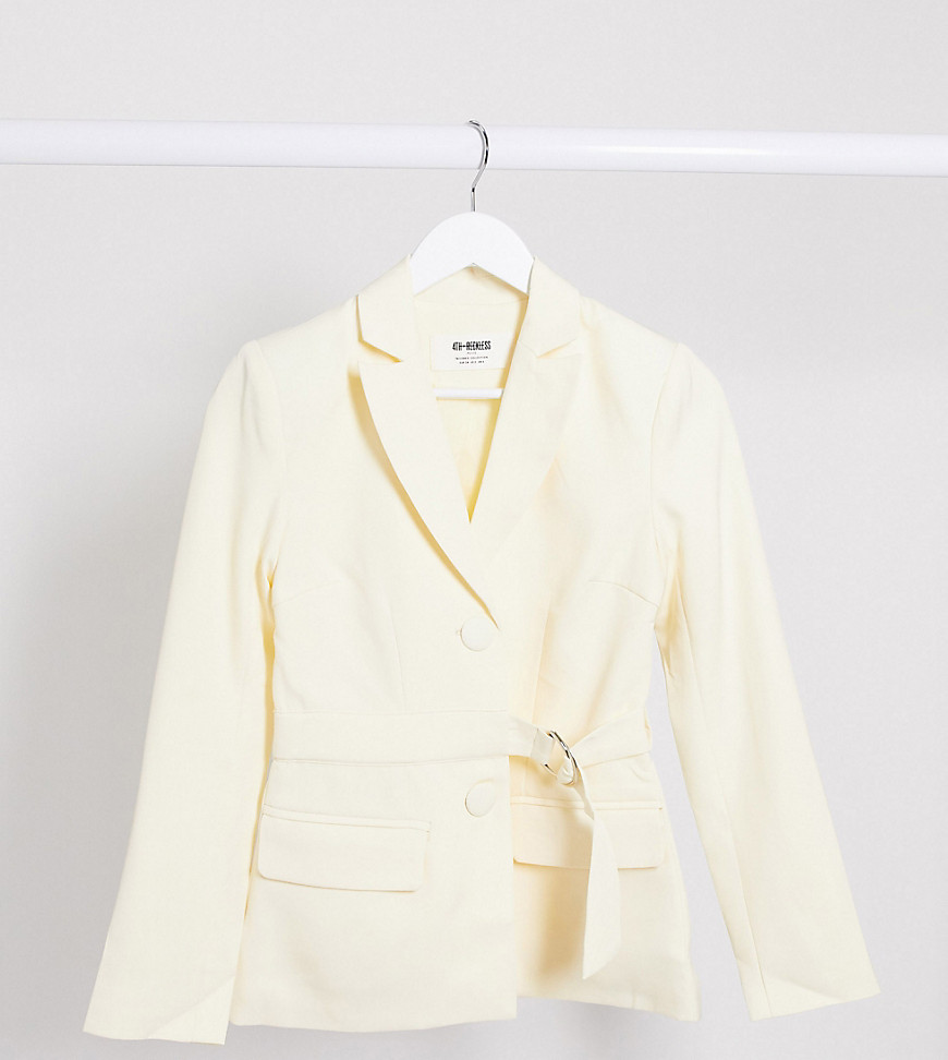 4th + Reckless Petite Exclusive Blazer With Belt In Cream-white
