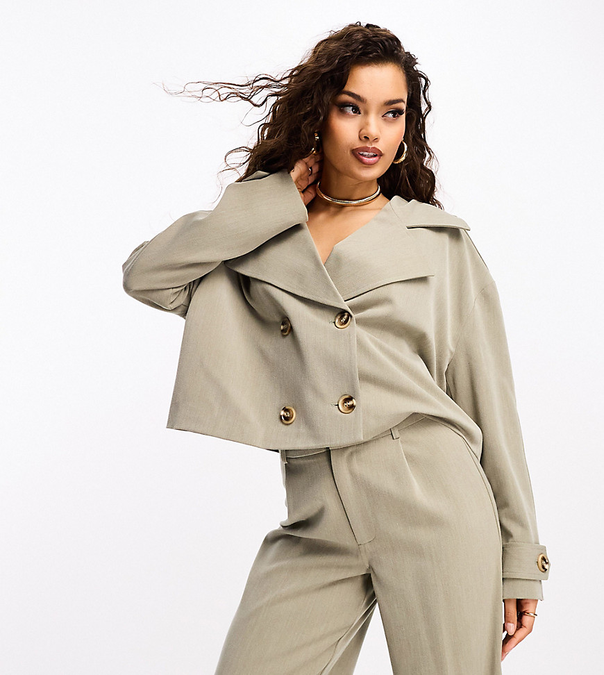 exclusive boxy jacket in sage - part of a set-Green