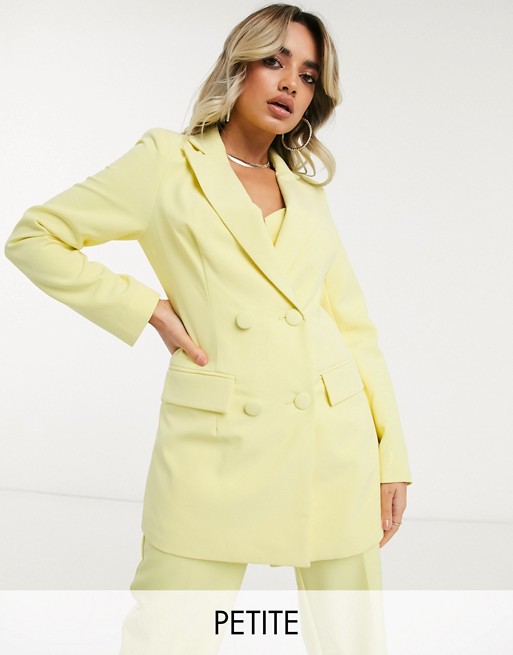 4th & Reckless Petite exclusive double breasted blazer in lemon