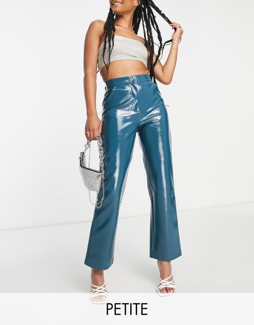 4th Reckless Petite exclusive leather look pants in teal