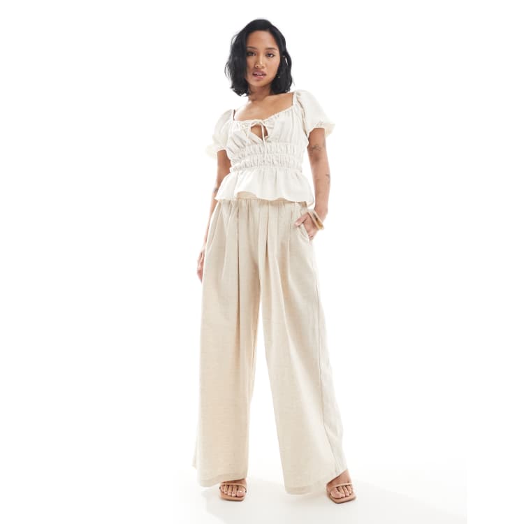 4th & Reckless Petite exclusive linen blend tailored ruched