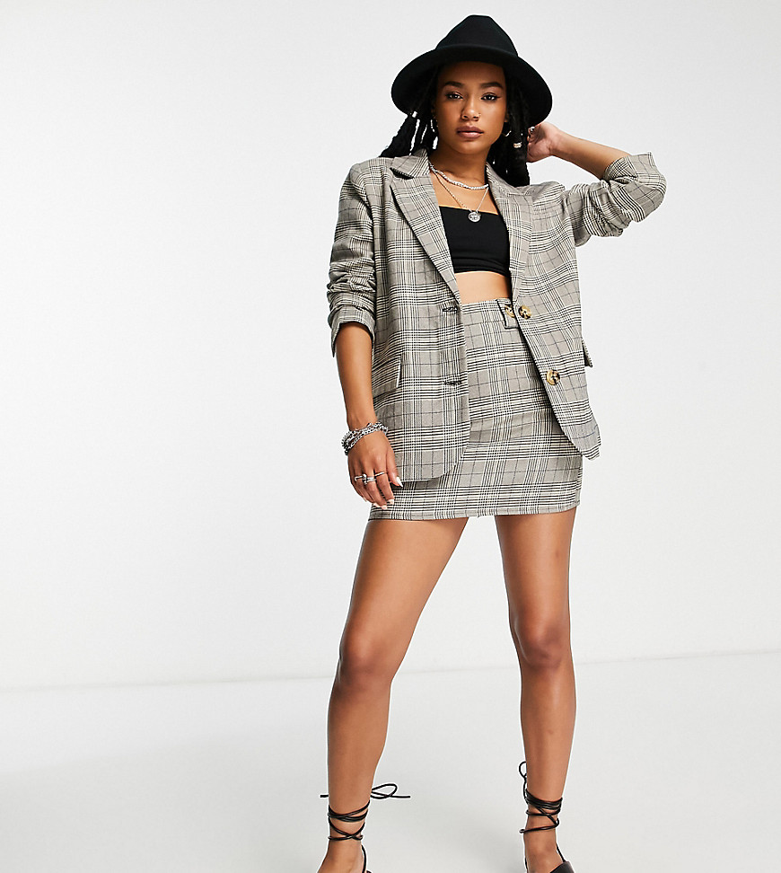 exclusive mini skirt in brown plaid - part of a set-Multi