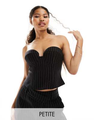 4th & Reckless Petite exclusive tailored bandeau top in pinstripe (part of a set)