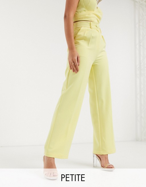 4th & Reckless Petite exclusive tailored cigarette trouser in lemon