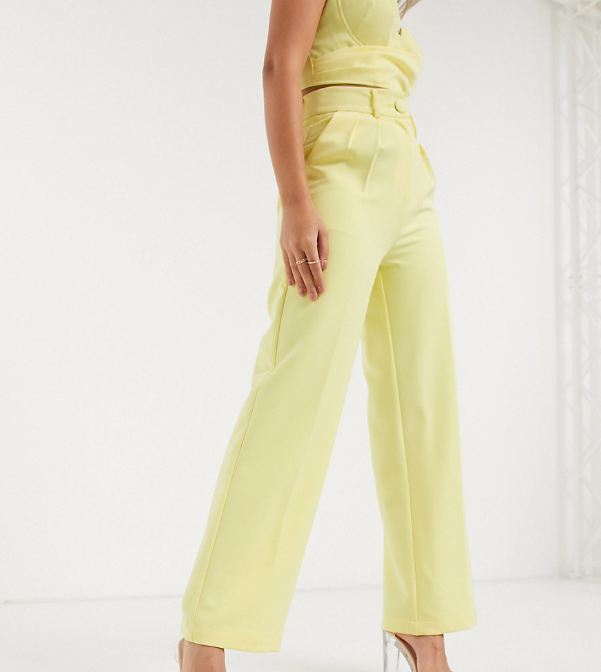 4th + Reckless Petite exclusive tailored cigarette trouser in lemon-Yellow