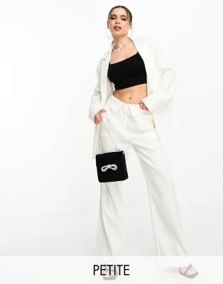 4th & Reckless Petite exclusive tailored pants with foldover detail in white - part of a set