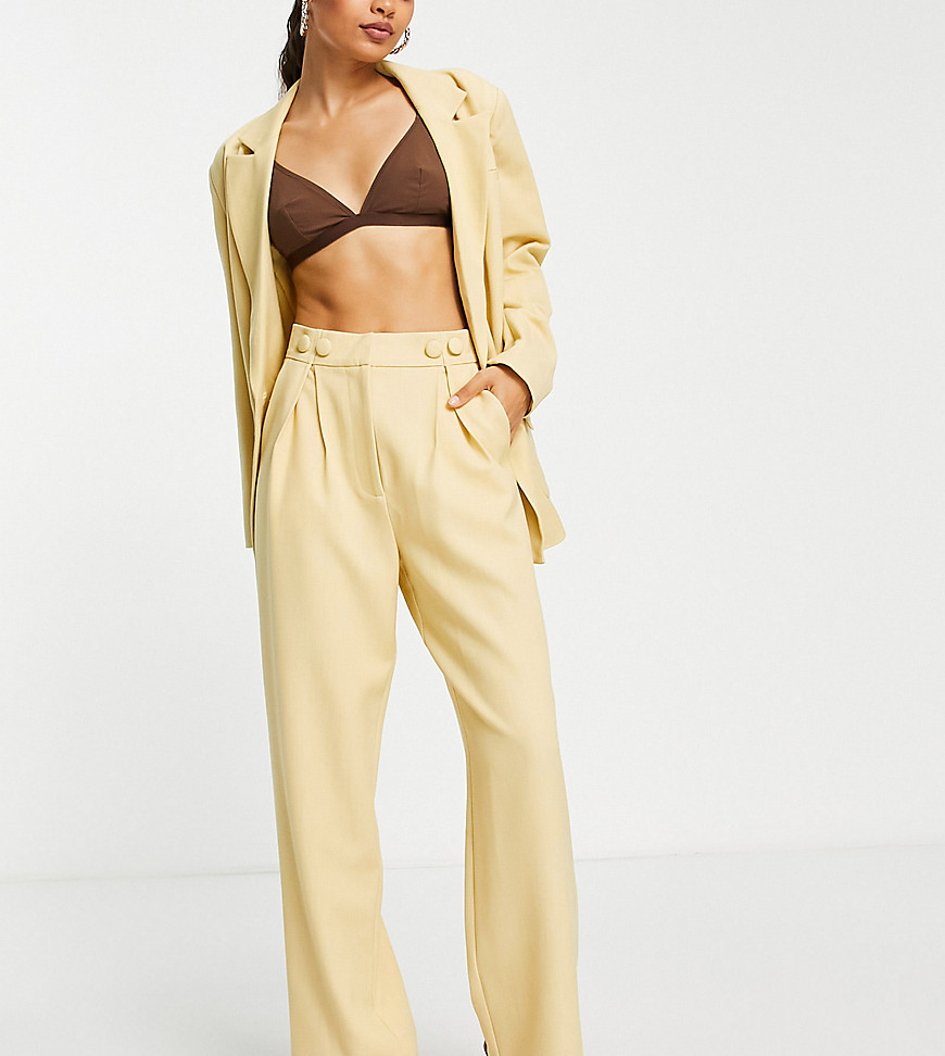 4th & Reckless Petite exclusive tailored trouser co-ord in yellow