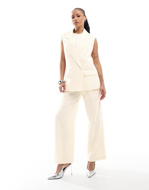 4th & Reckless Petite - Gilet de tailleur long d'ensemble habillé sans manches - Jaune babeurre - view 1