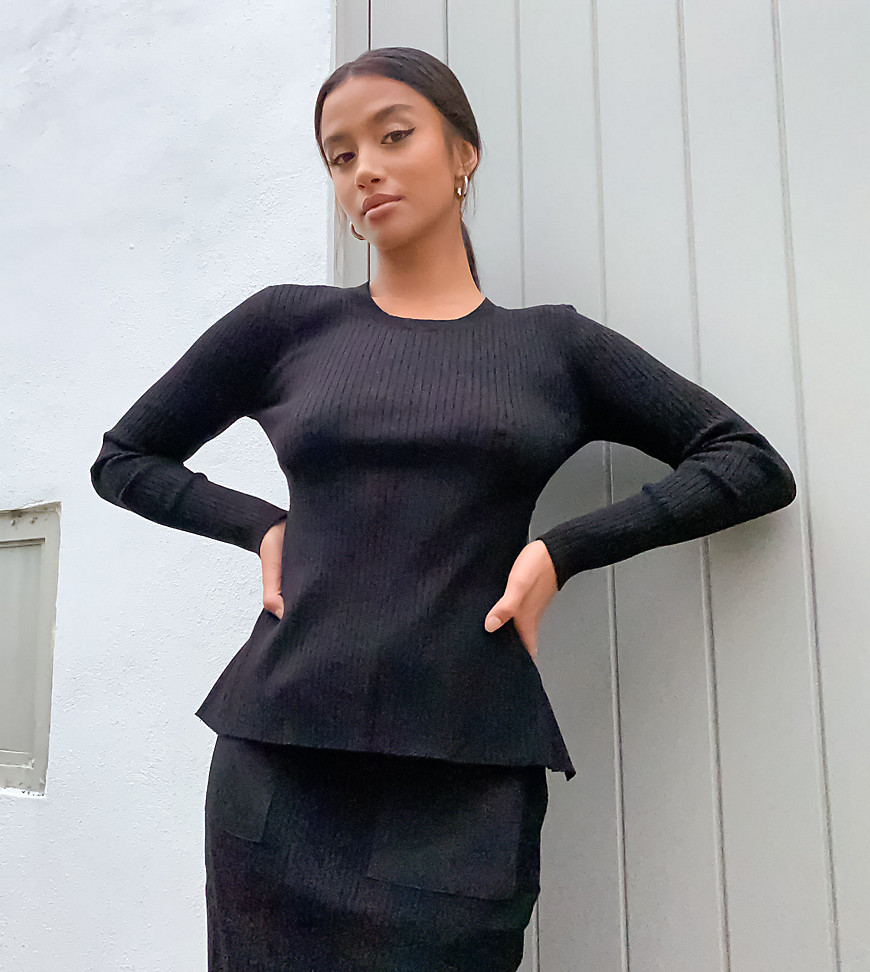 4th + Reckless Petite knitted backless top co ord in black