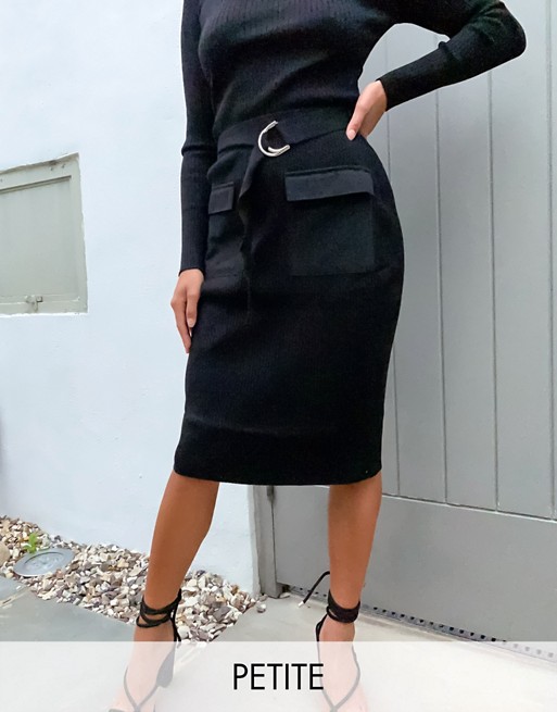 4th & Reckless Petite knitted midi skirt co ord in black