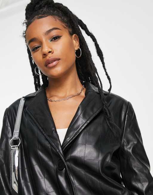 Petite leather 2025 look jacket