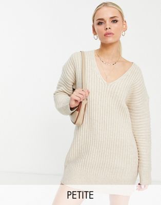 4th & Reckless Petite oversized jumper dress in camel