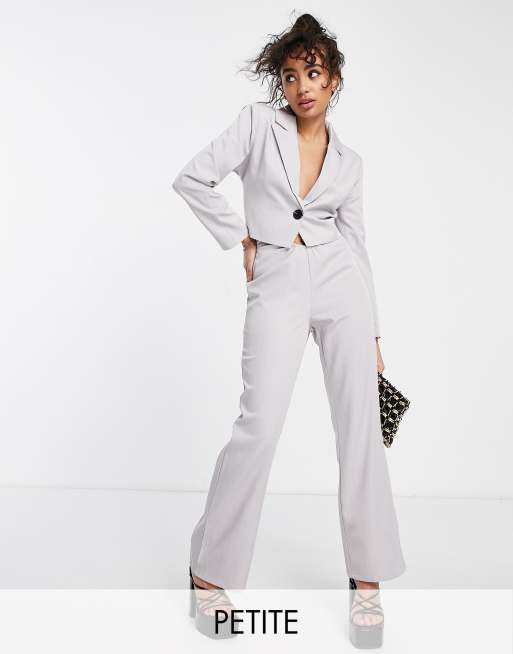 4th & Reckless Petite - Pantaloni grigio gessato con allacciatura sul davanti in coordinato