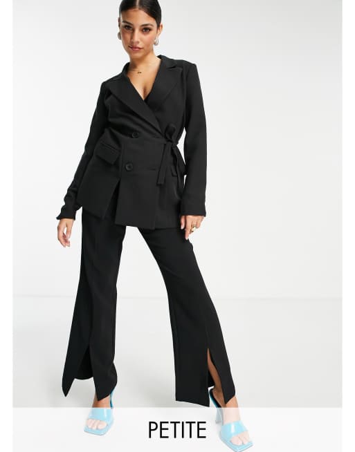 4th & Reckless Petite - Pantaloni sartoriali neri con spacchi sul davanti in coordinato