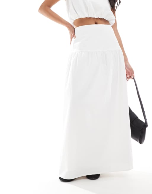 4th & Reckless Petite poplin dropped waist maxi skirt in