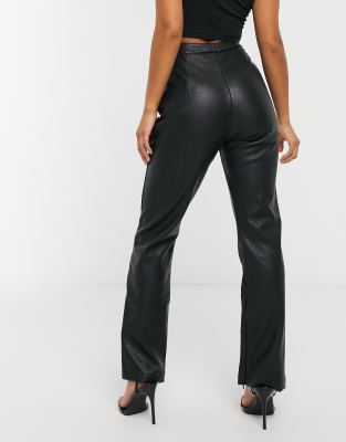 black pu flared trousers