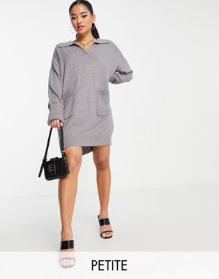 Robes 4th & Reckless Petite - Robe pull en maille à col - Gris