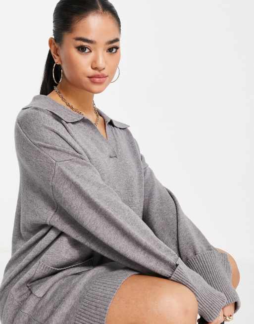 4th & Reckless Petite - Robe pull en maille à col - Gris, 4 de 4