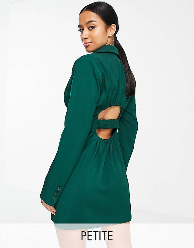 4th & Reckless Petite ruched back blazer dress in green