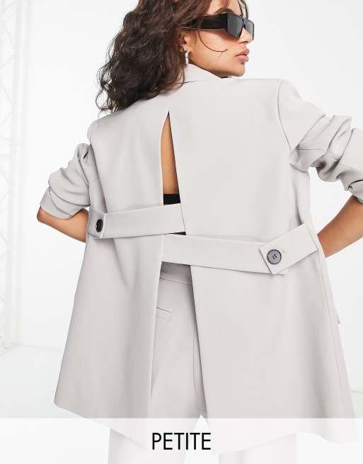4th & Reckless Petite tailored blazer with back detail in gray - part of a set